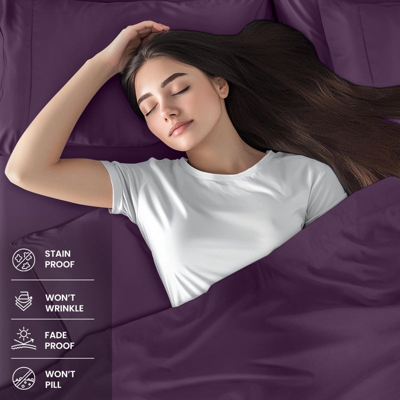 Utopia Bedding Full Sheet Set â€“ 4 Piece Bed Sheets for Full Size Bed, Soft and Breathable Microfiber, Includes 1 Fitted Sheet, 1 Flat Sheet and 2 Pillowcases (Dark Purple) - Image 3